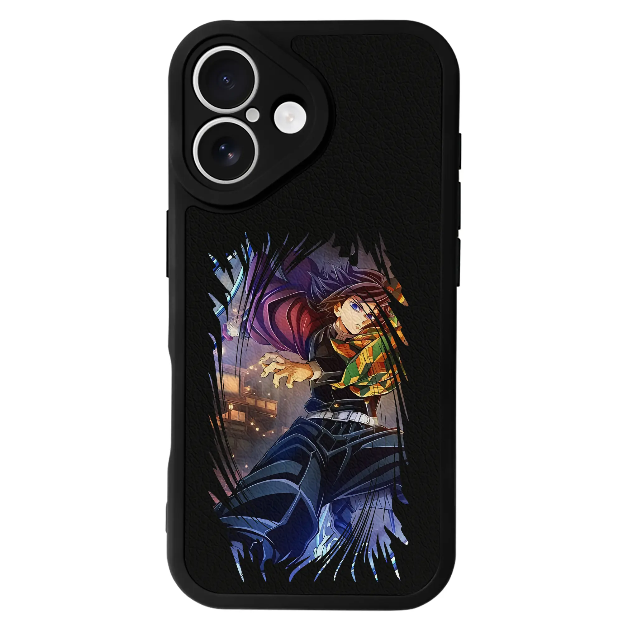 鬼滅の刃 グッズ,冨岡 義勇 - IPhone 16シリーズ対応 ・ シリコンスマホケース ・ レザー調 ・ 高精度フィット ・ 耐衝撃 ・ ワイヤレス充電対応 ・ 精密カット